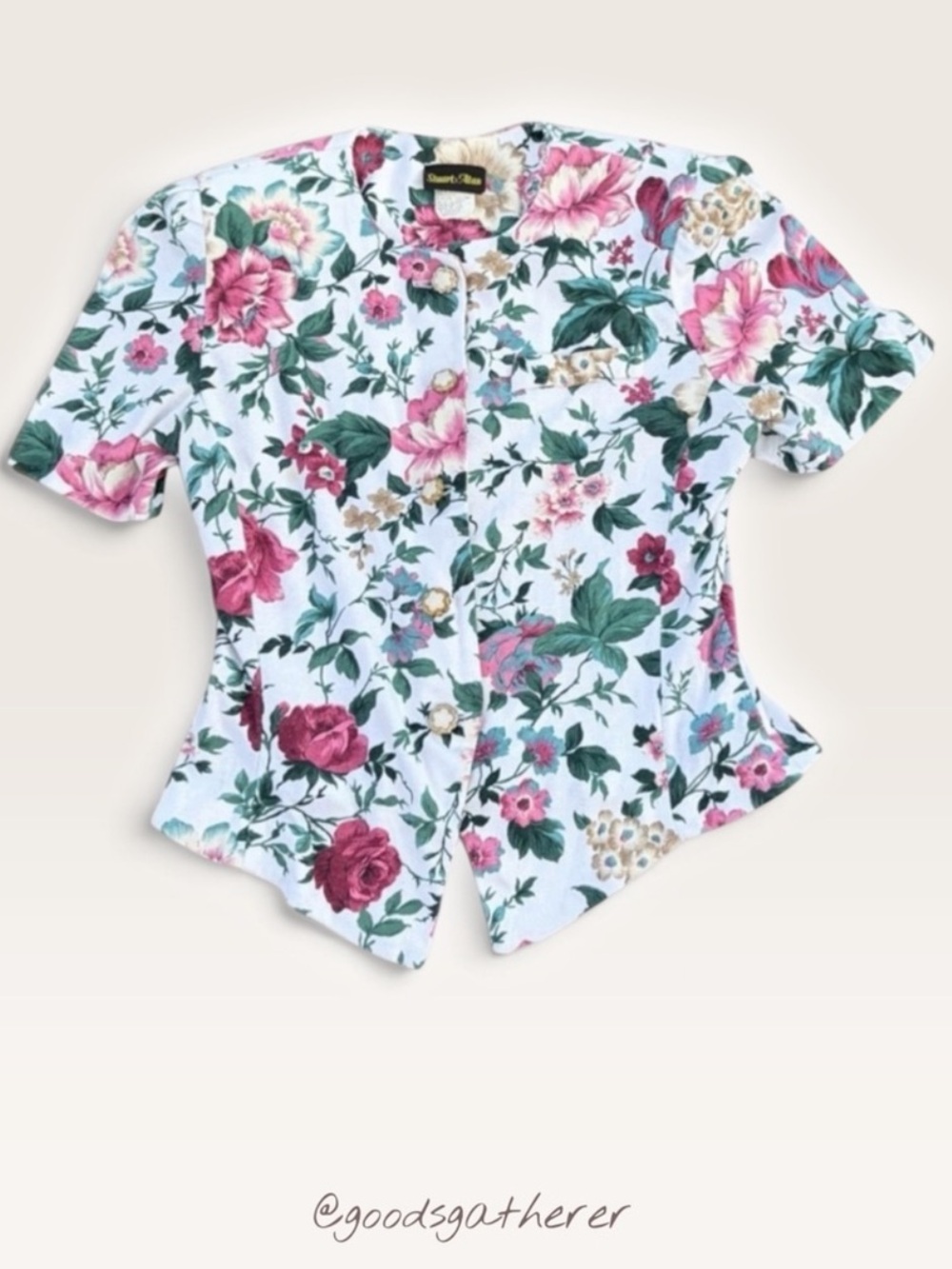 VINTAGE Stuart Alan Floral Blouse Jacket Cottagecore Flower Buttons